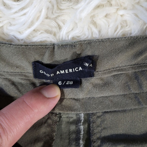 Good American - Good Ease Wide Leg Twill Pants Green Olive - Size 6/28 - Picture 7 of 16